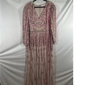 Mac Duggal Elegant Pink and Cream Embellished Gown